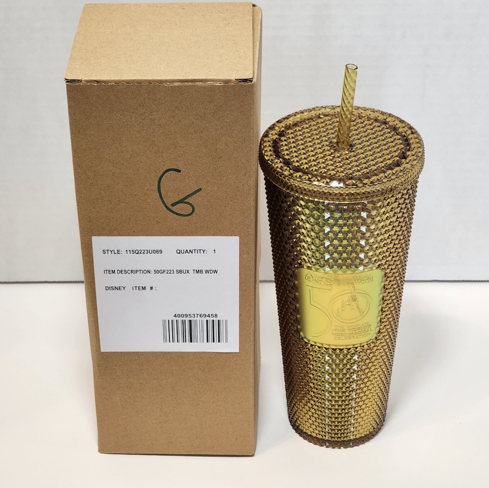 Disney Starbucks WDW 50th Anniversary GOLD Tumbler NWT - Picture 7 of 7